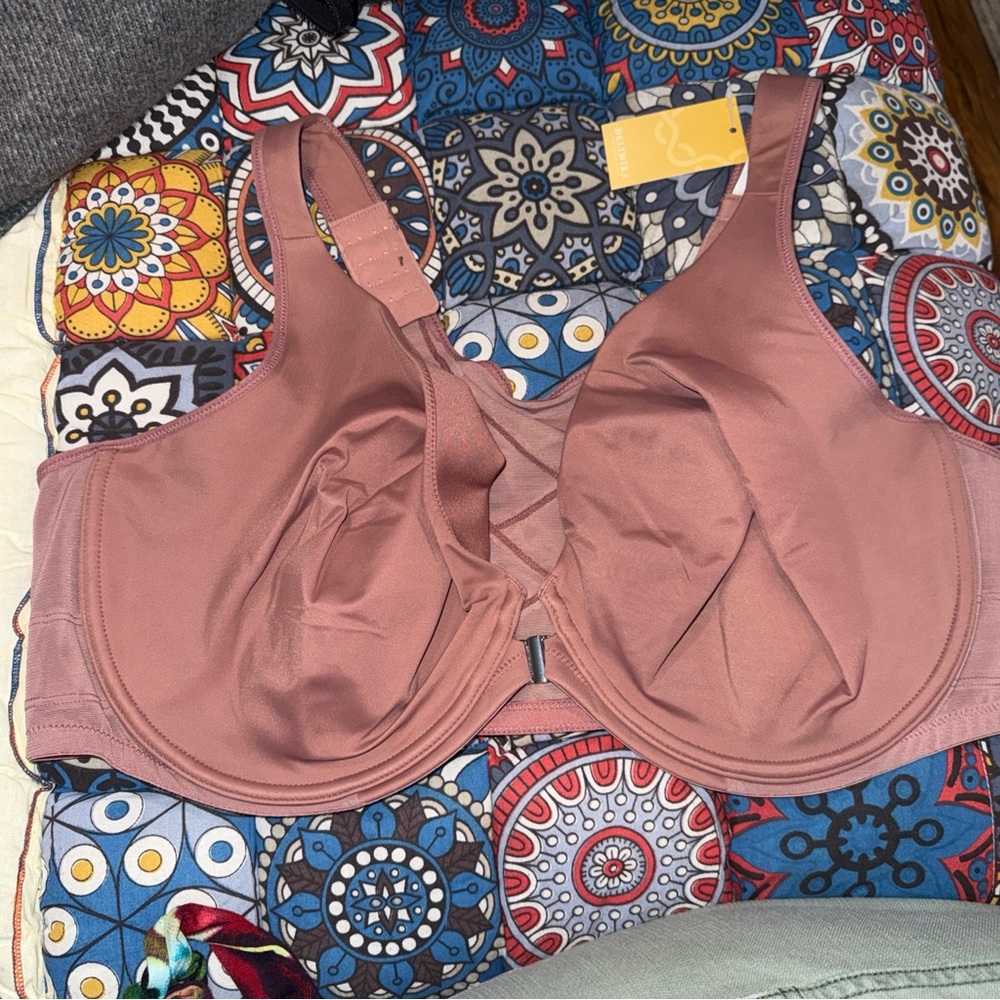 Delimira Posture Bra Front Close Size 46D Vintage Rose Pink NWT Comfort W698